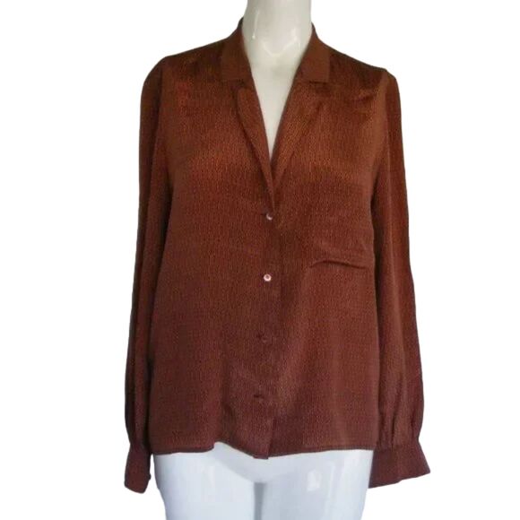 Vintage CALVIN KLEIN Skirt Set, S/XS, Lightweight Silk, 2 piece Top/Skirt, Brown - Picture 8 of 13